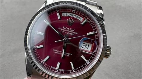 rolex day date sunday red